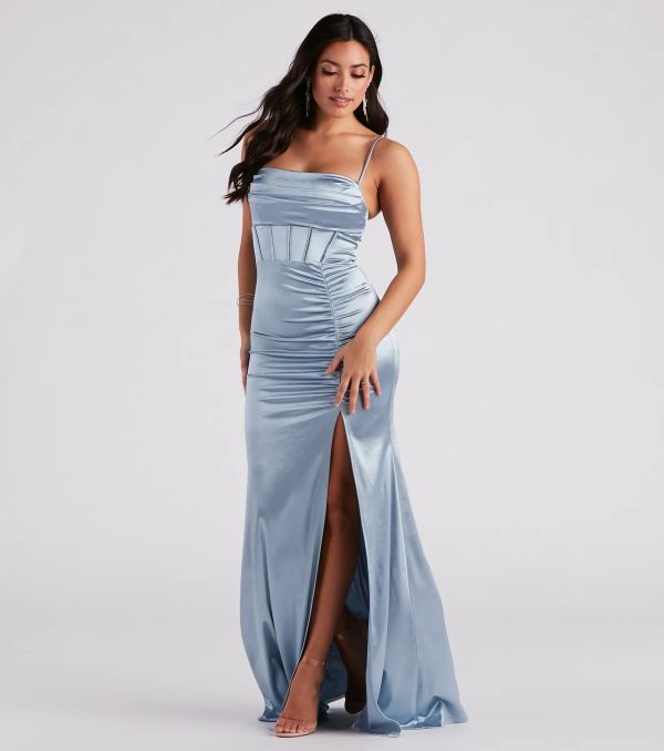Sandra Formal Satin Corset Mermaid Dress - Image 7