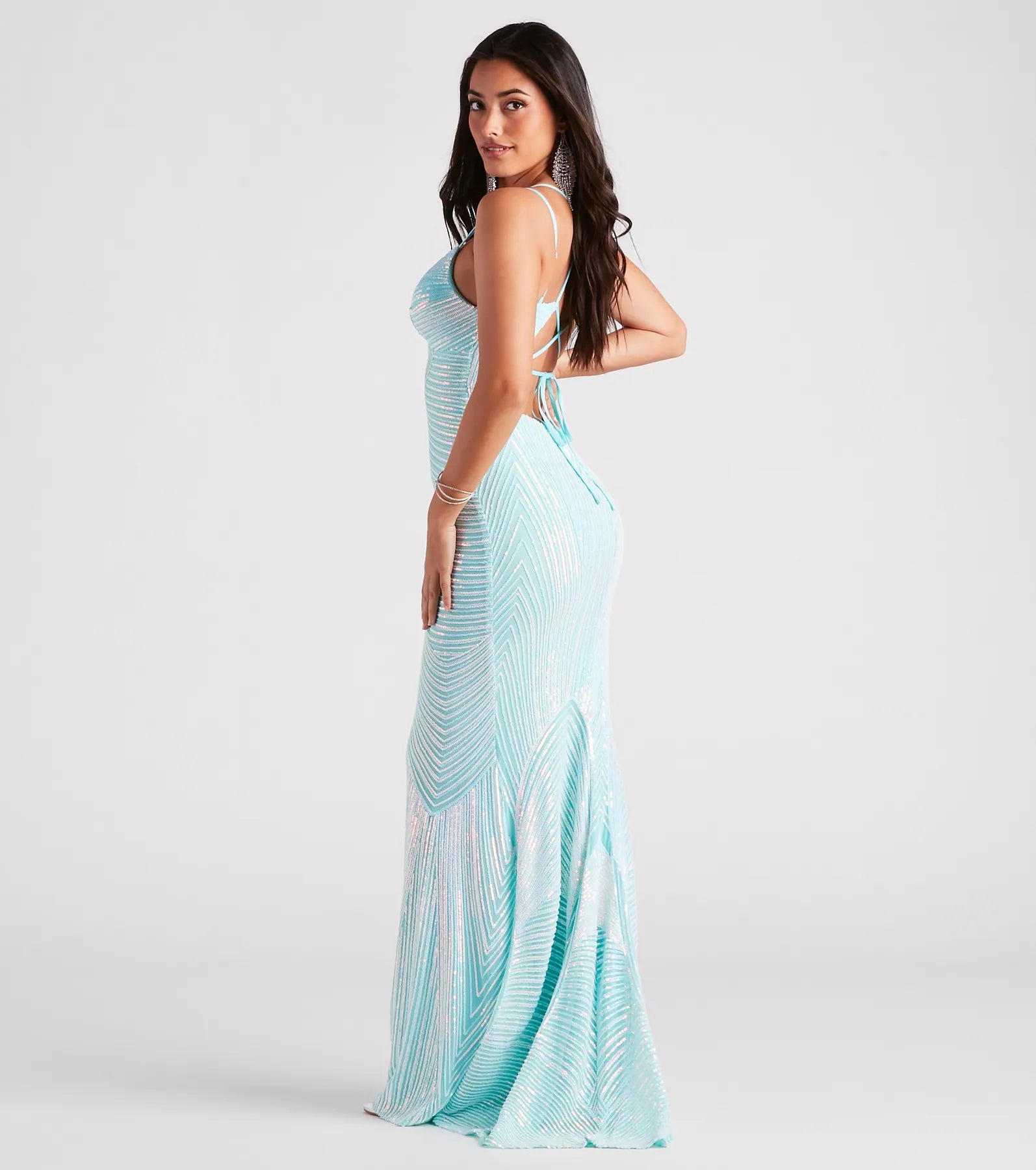 Lyanna Formal Iridescent Sequin Mermaid Dress - Image 11