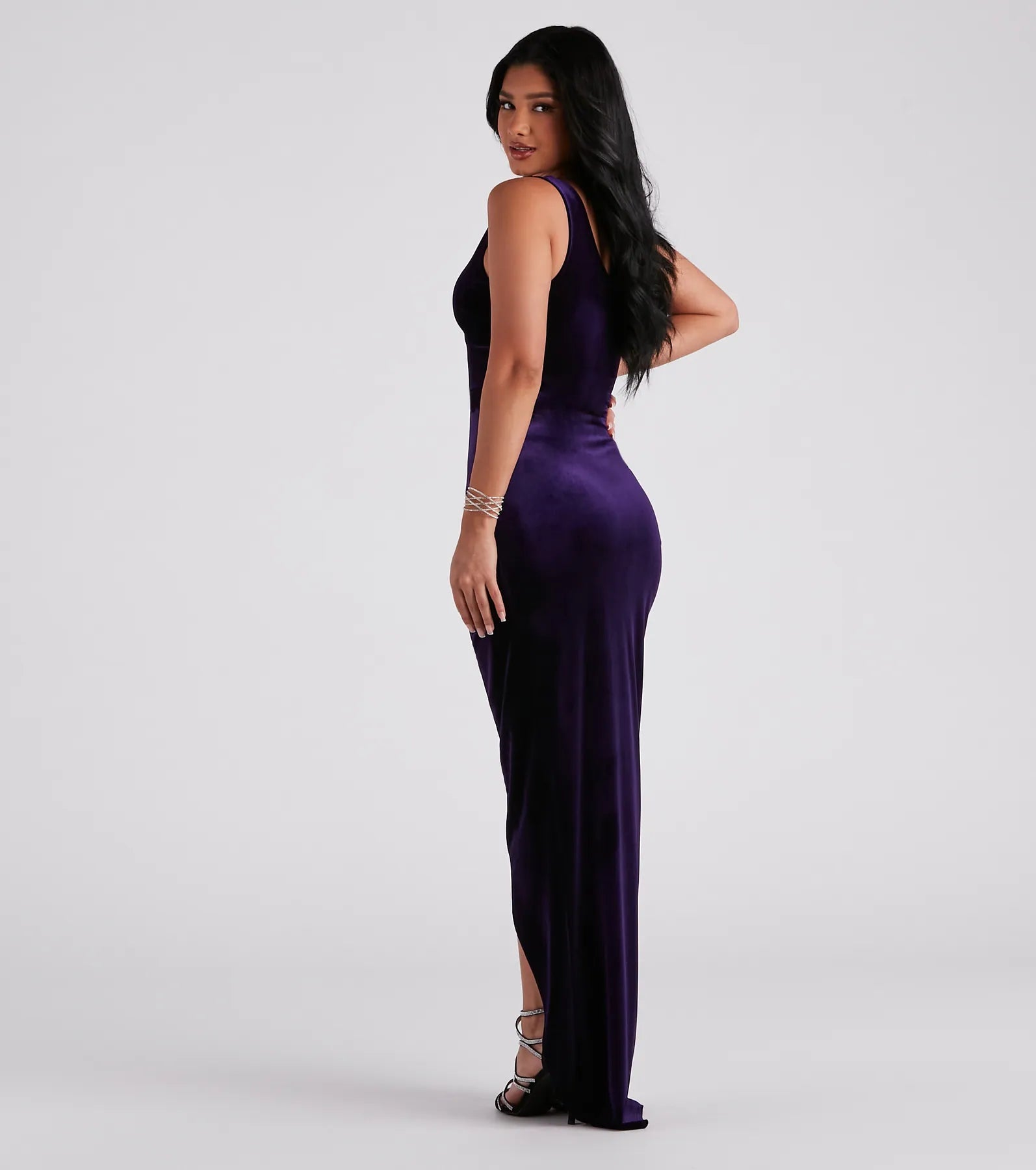 Lillian Velvet One-Shoulder Wrap Dress - Image 2