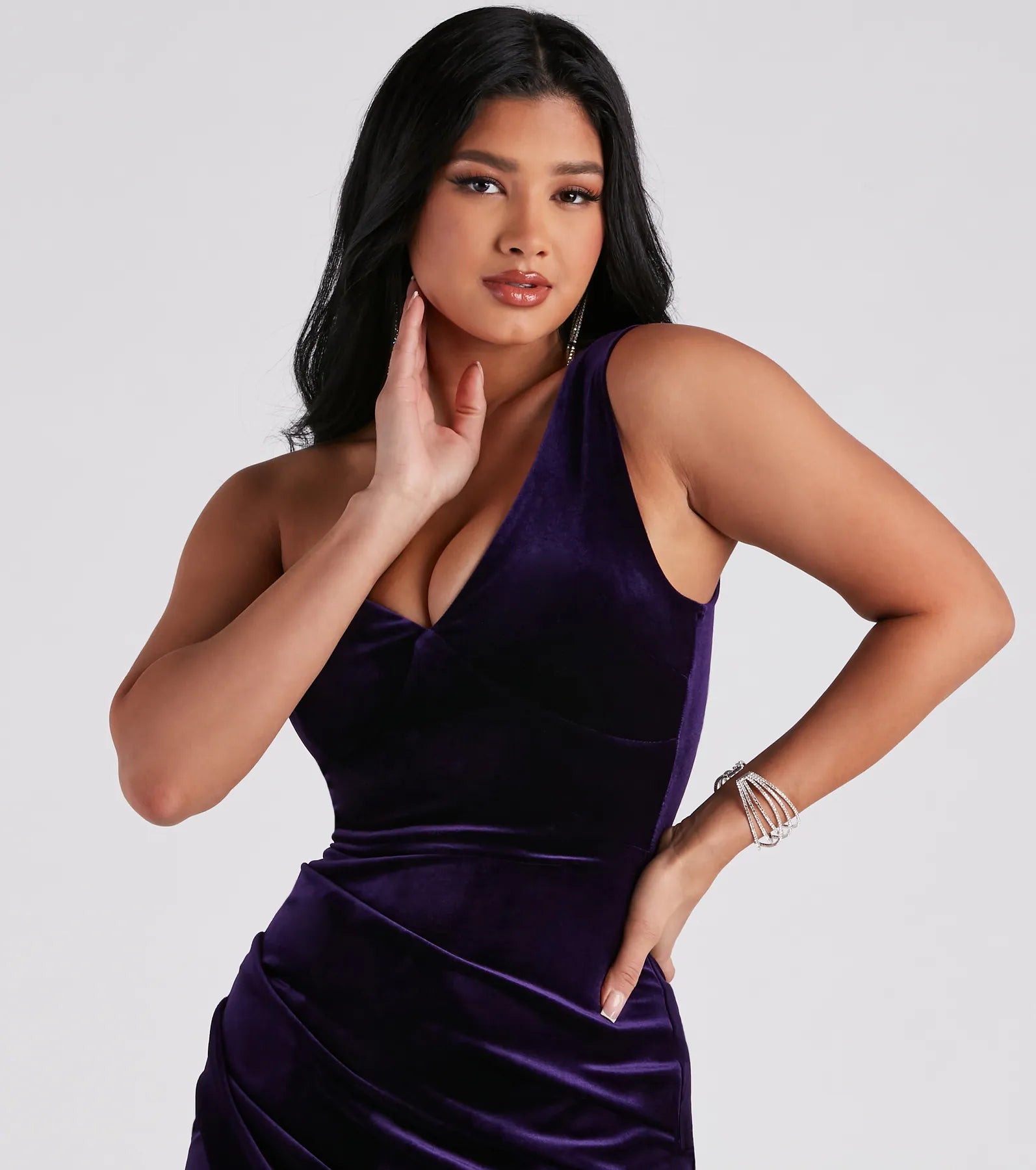 Lillian Velvet One-Shoulder Wrap Dress - Image 4