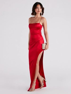 Deb Formal Satin Chain Strap Dress