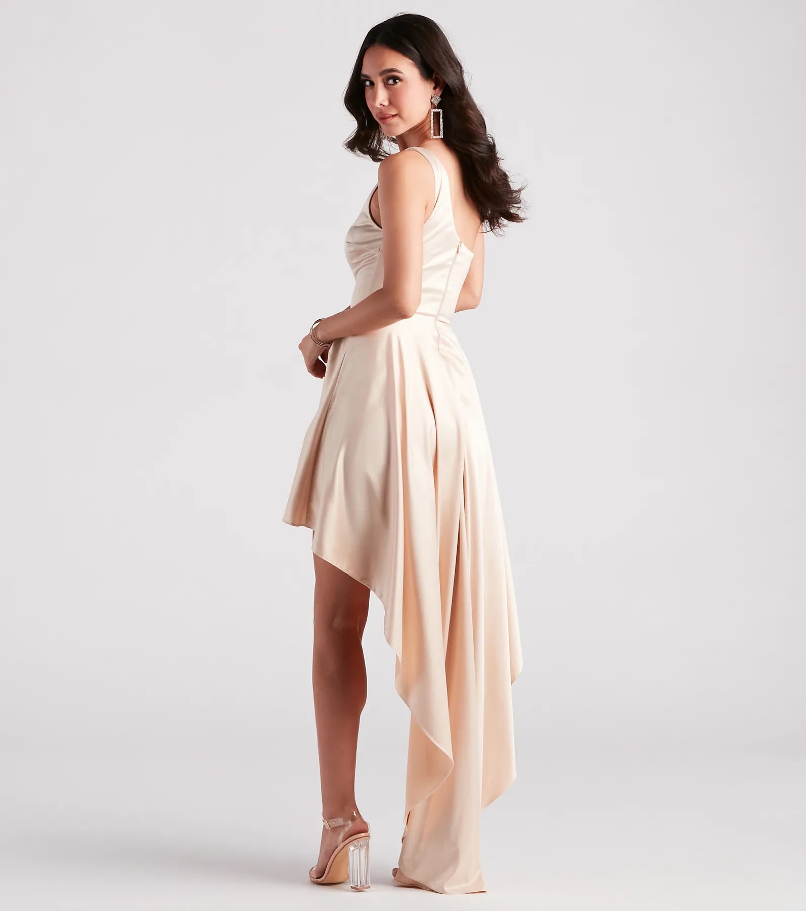 Sky Formal Satin High Low Dress - Image 5