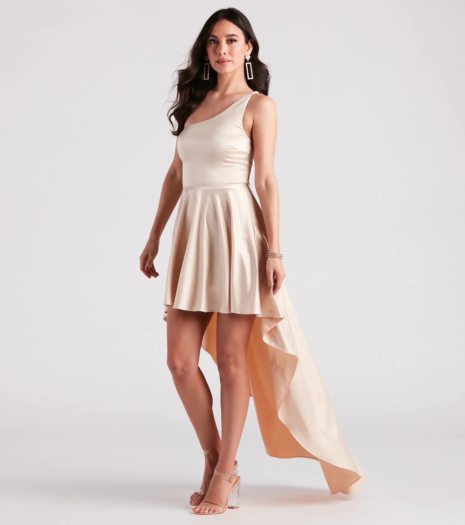 Sky Formal Satin High Low Dress - Image 7
