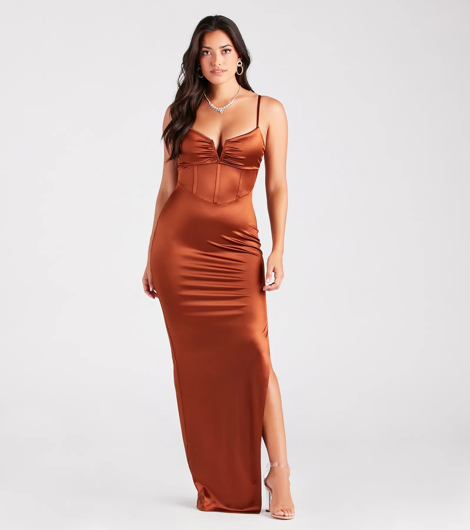 Maisie Formal Satin Corset Slim Long Dress - Image 3