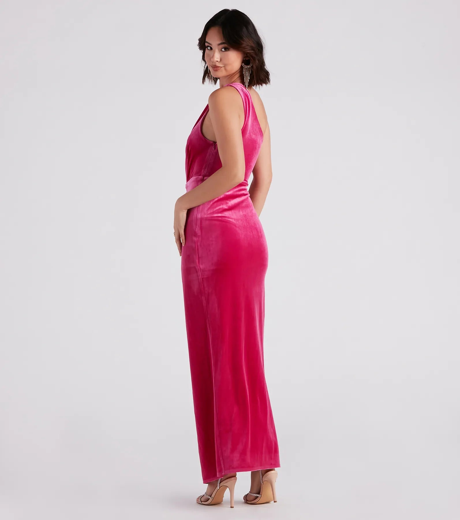 Connie Formal Velvet One-Shoulder Dress - Image 2