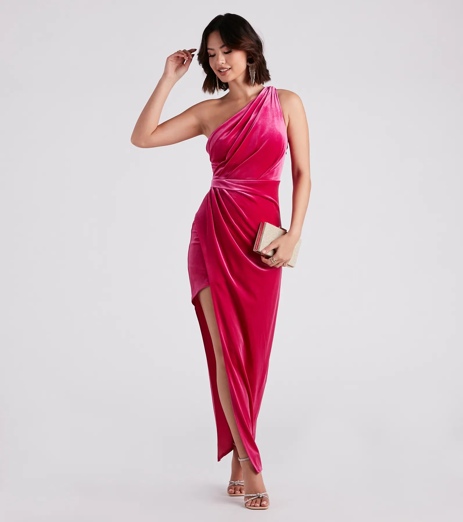Connie Formal Velvet One-Shoulder Dress - Image 3