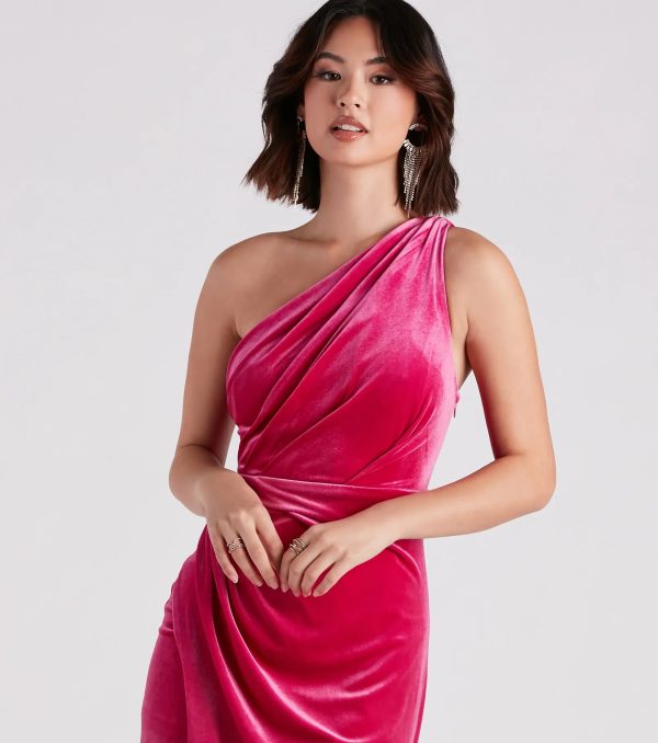 Connie Formal Velvet One-Shoulder Dress - Image 4