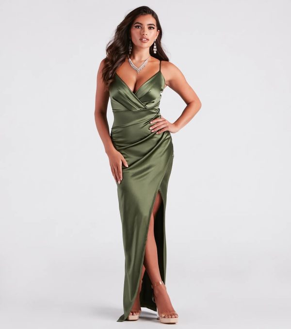 Serena High Slit Satin Formal Dress - Image 5