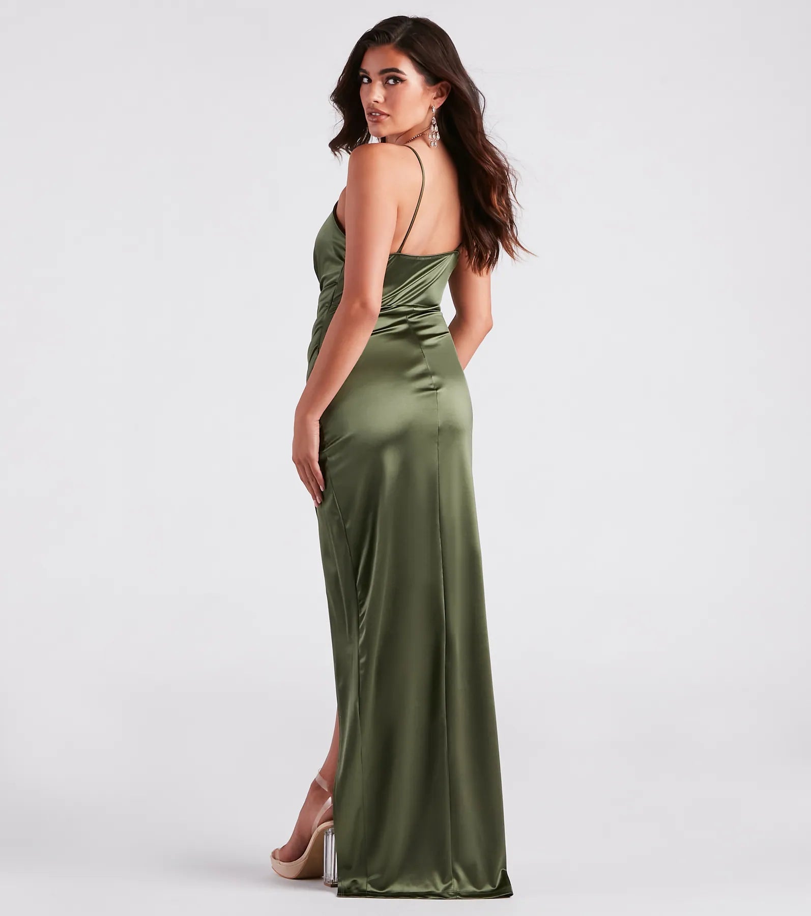 Serena High Slit Satin Formal Dress - Image 6