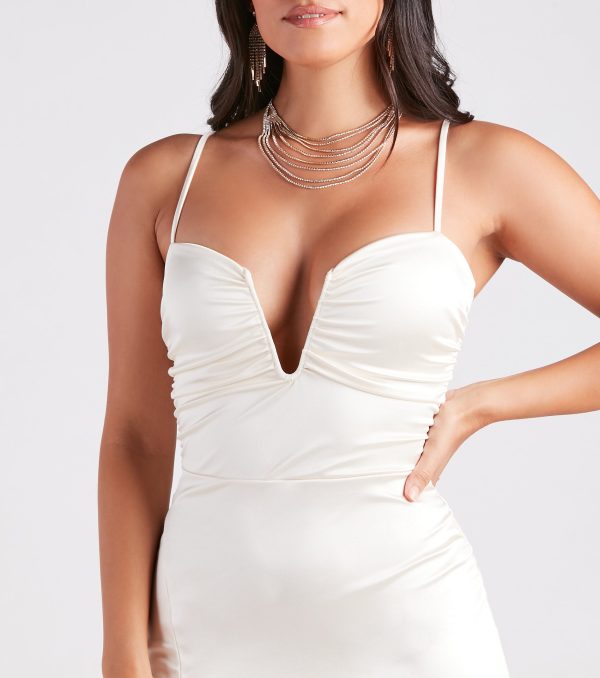 Amalia Formal Satin A-Line Slit Long Dress - Image 4