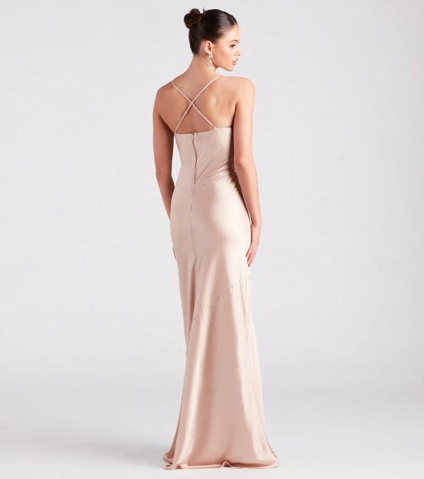 Vanessa Formal Satin Cowl Neck Dress - Image 2