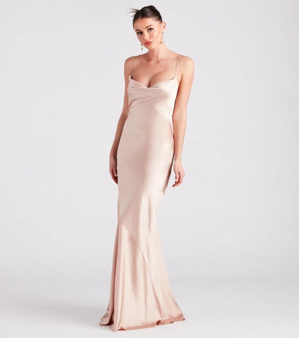Vanessa Formal Satin Cowl Neck Dress - Image 3