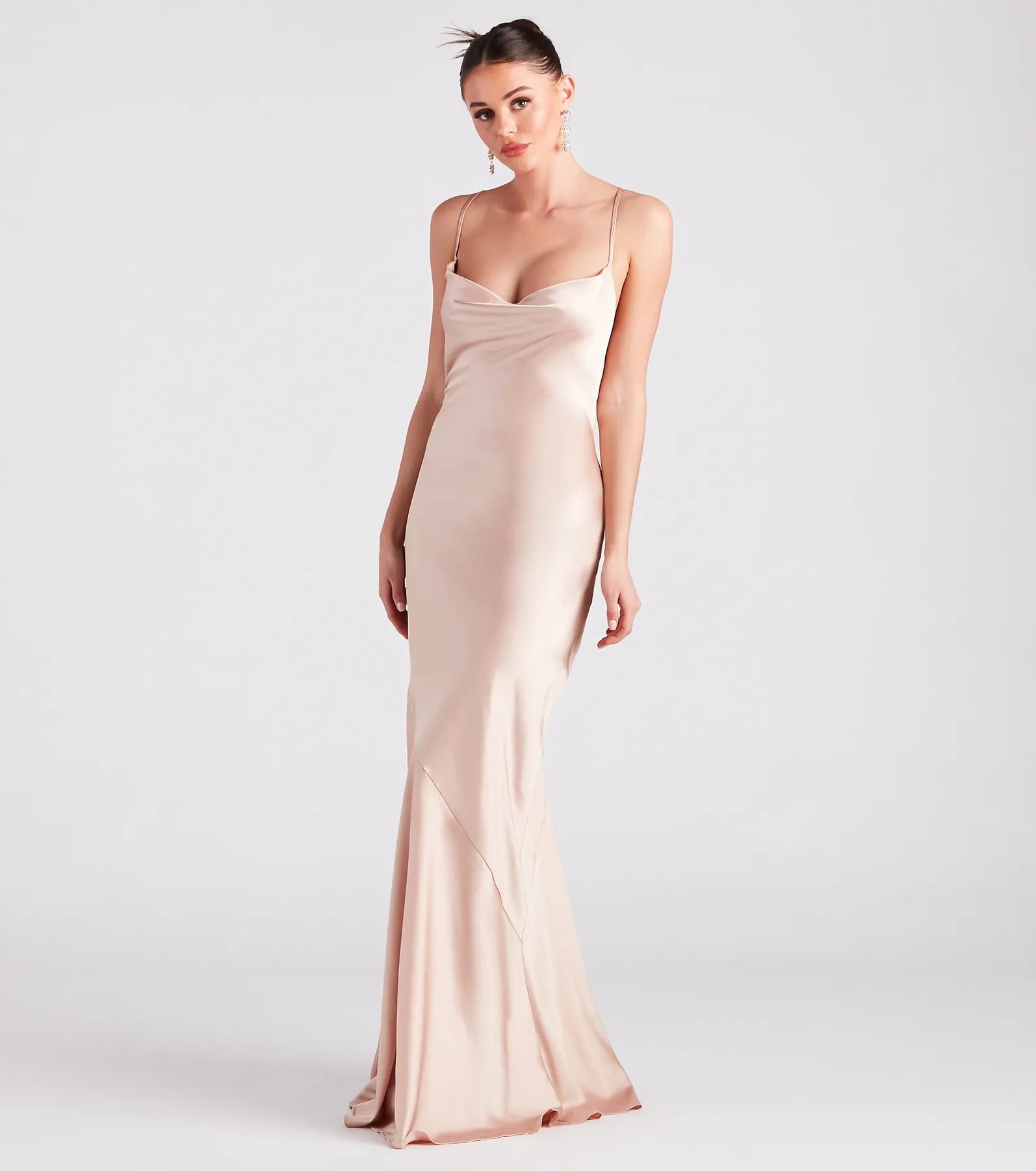 Vanessa Formal Satin Cowl Neck Dress - Image 3