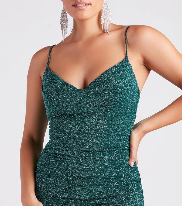 Tamora Formal Glitter Plunge Mermaid Dress - Image 4