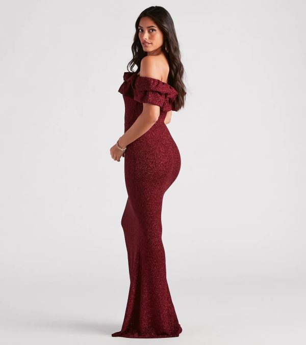 Halsey Formal Glitter Ruffled Mermaid Dress - Image 2