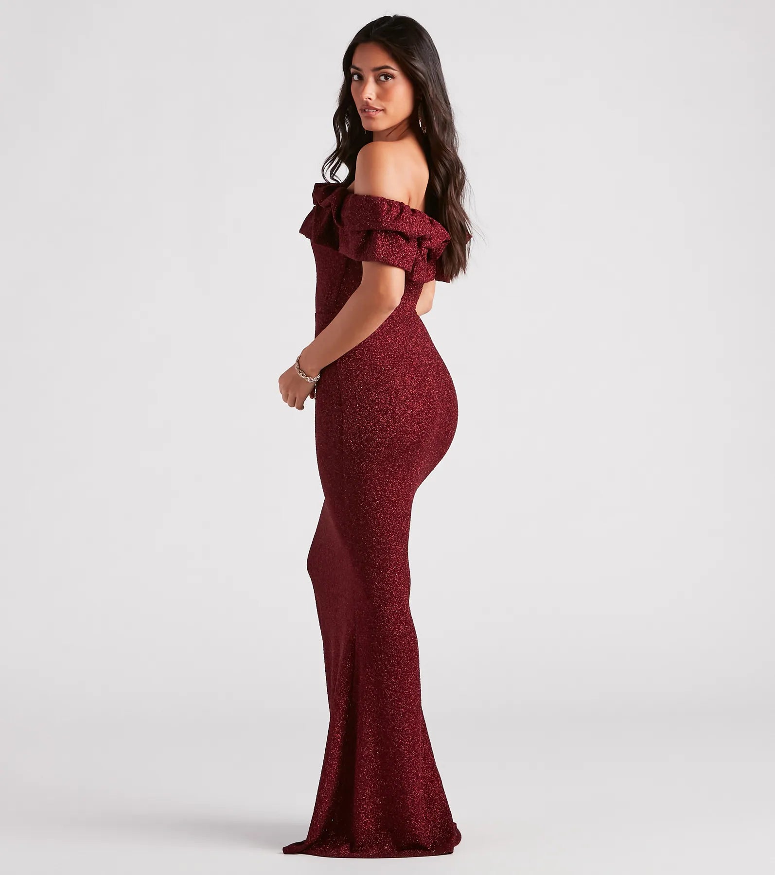 Halsey Formal Glitter Ruffled Mermaid Dress - Image 2