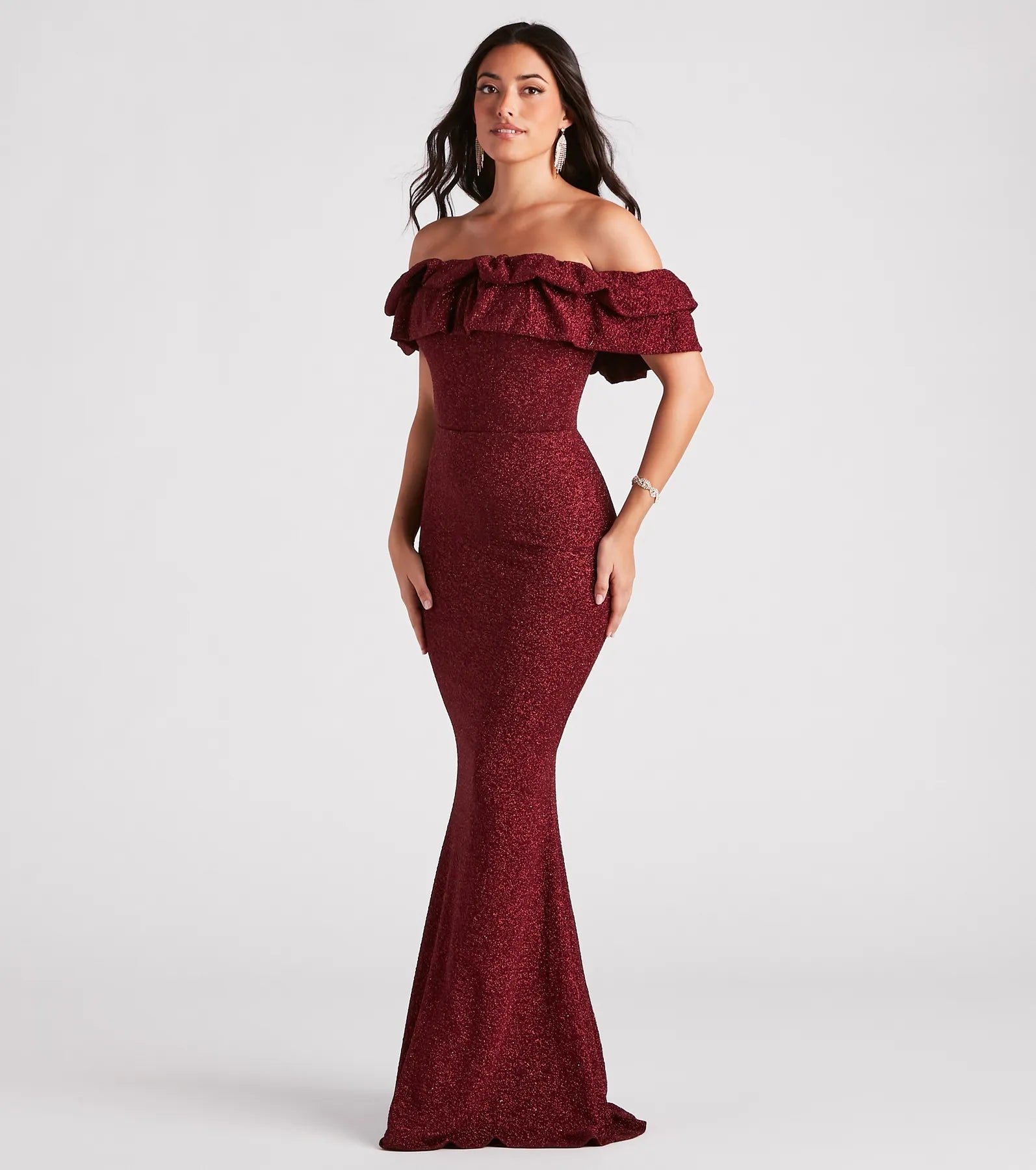 Halsey Formal Glitter Ruffled Mermaid Dress - Image 3