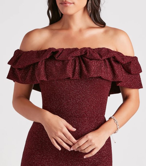 Halsey Formal Glitter Ruffled Mermaid Dress - Image 4