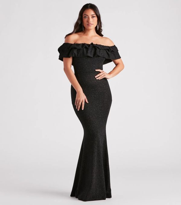 Halsey Formal Glitter Ruffled Mermaid Dress - Image 5