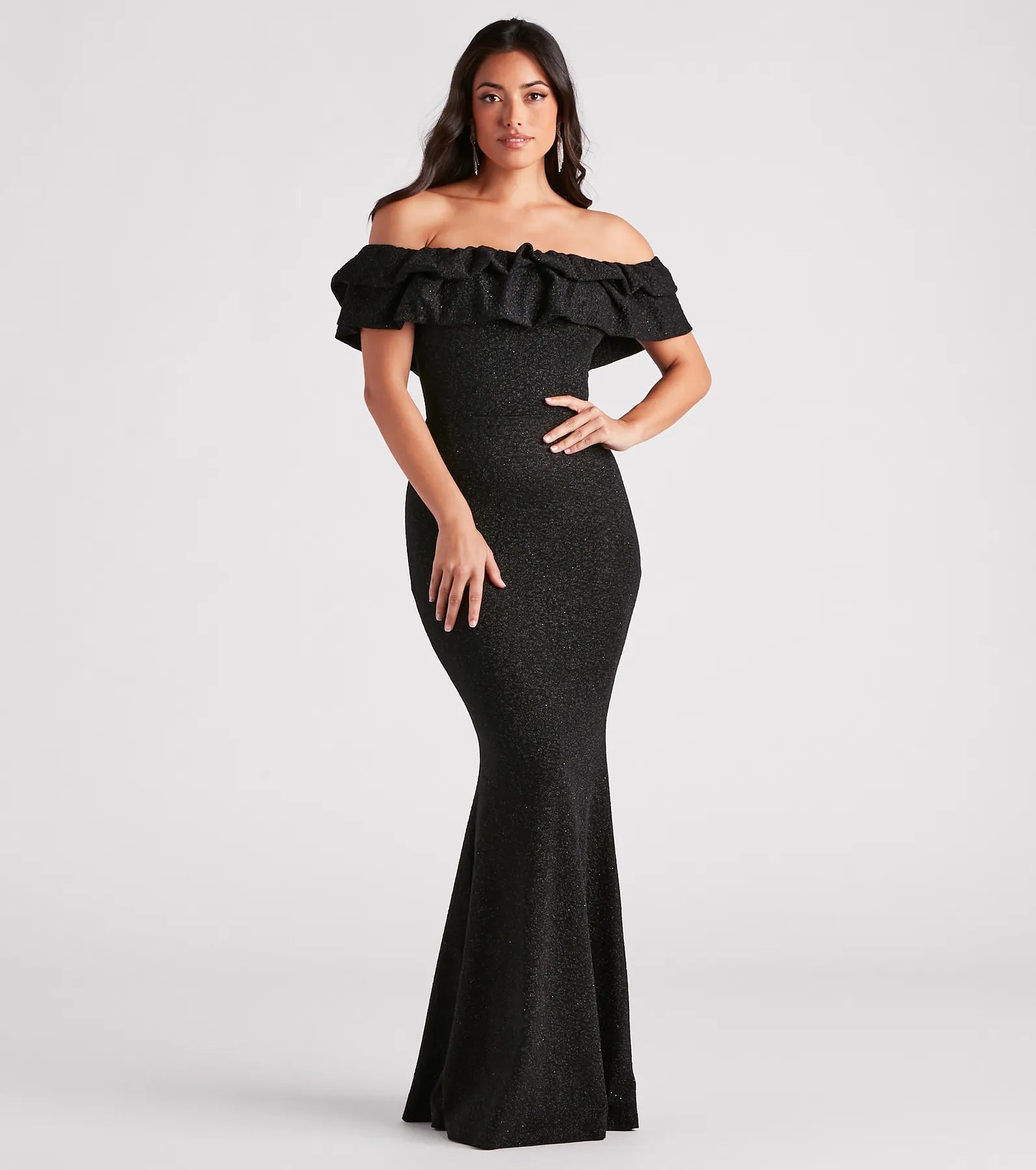 Halsey Formal Glitter Ruffled Mermaid Dress - Image 5