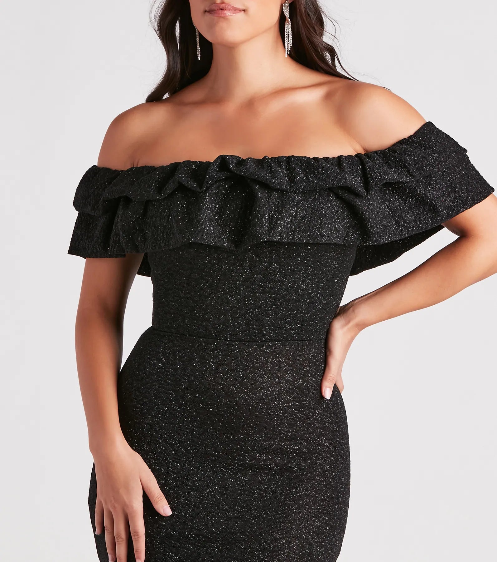 Halsey Formal Glitter Ruffled Mermaid Dress - Image 8