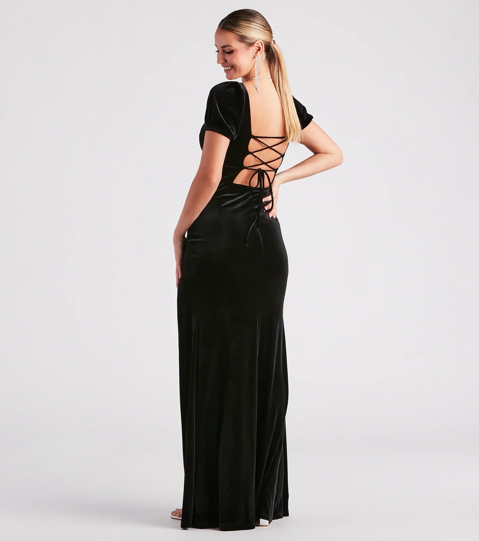 Claudia Formal Velvet Slit Mermaid Dress - Image 2