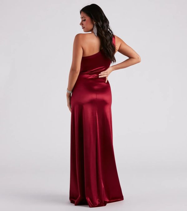 Skyla Formal Satin One-Shoulder A-Line Dress - Image 2