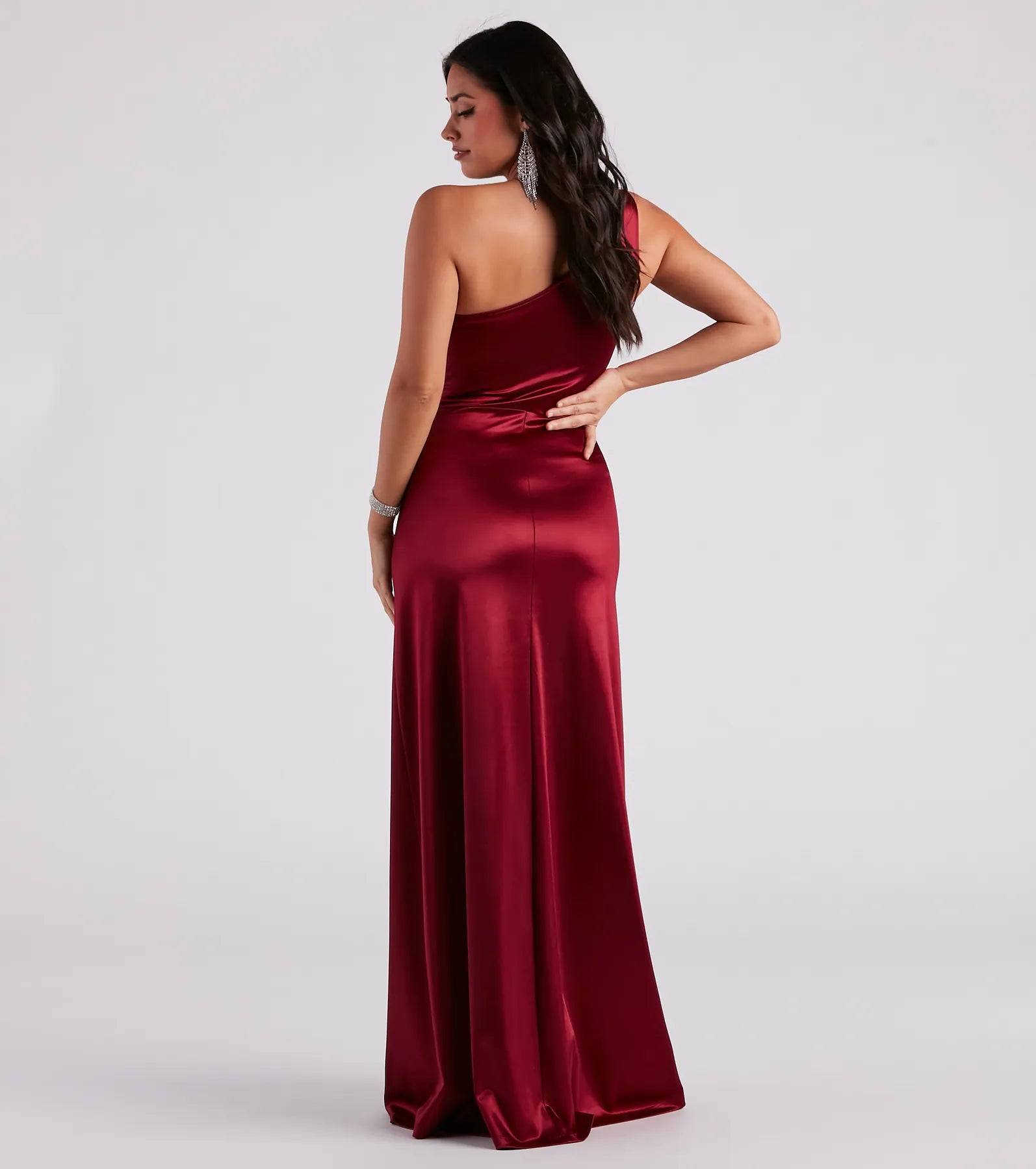 Skyla Formal Satin One-Shoulder A-Line Dress - Image 2