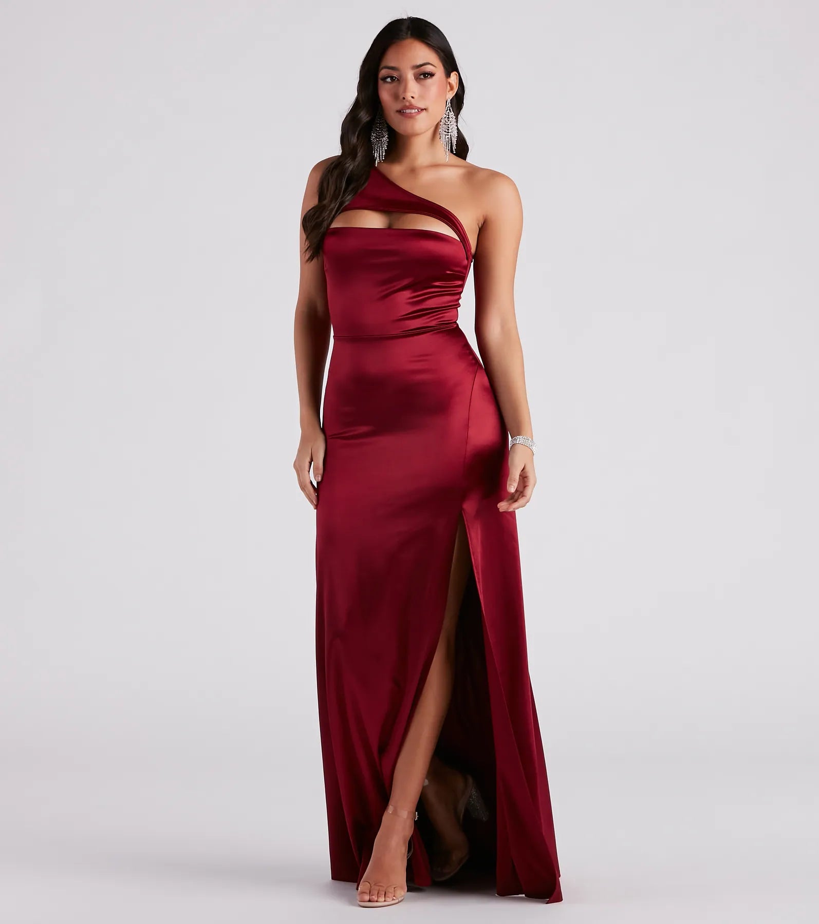 Skyla Formal Satin One-Shoulder A-Line Dress - Image 3