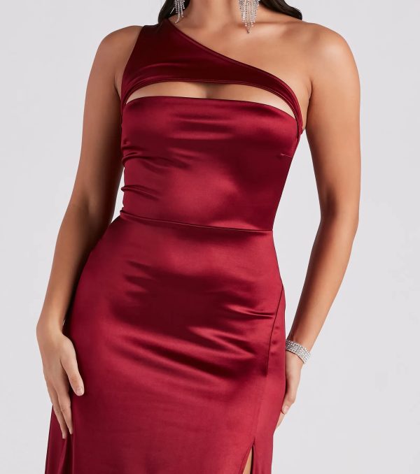 Skyla Formal Satin One-Shoulder A-Line Dress - Image 4