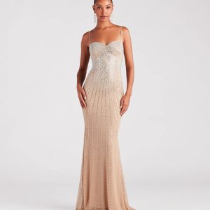Tori Formal Rhinestone Mermaid Long Dress