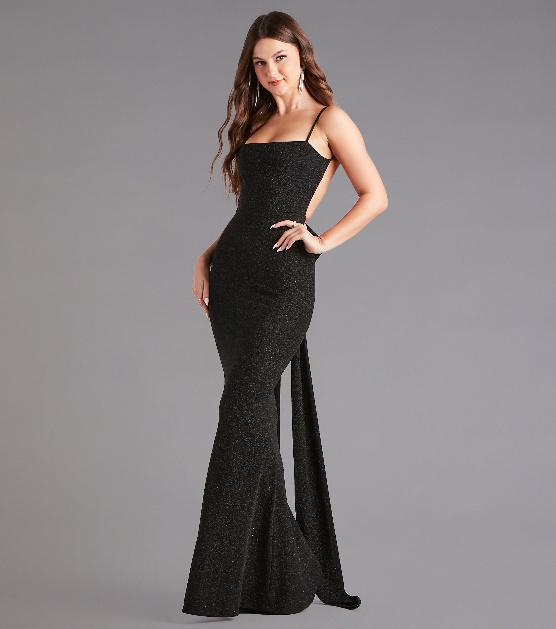 Gwendolyn Glitter Knit Bow-Back Mermaid Dress - Image 3