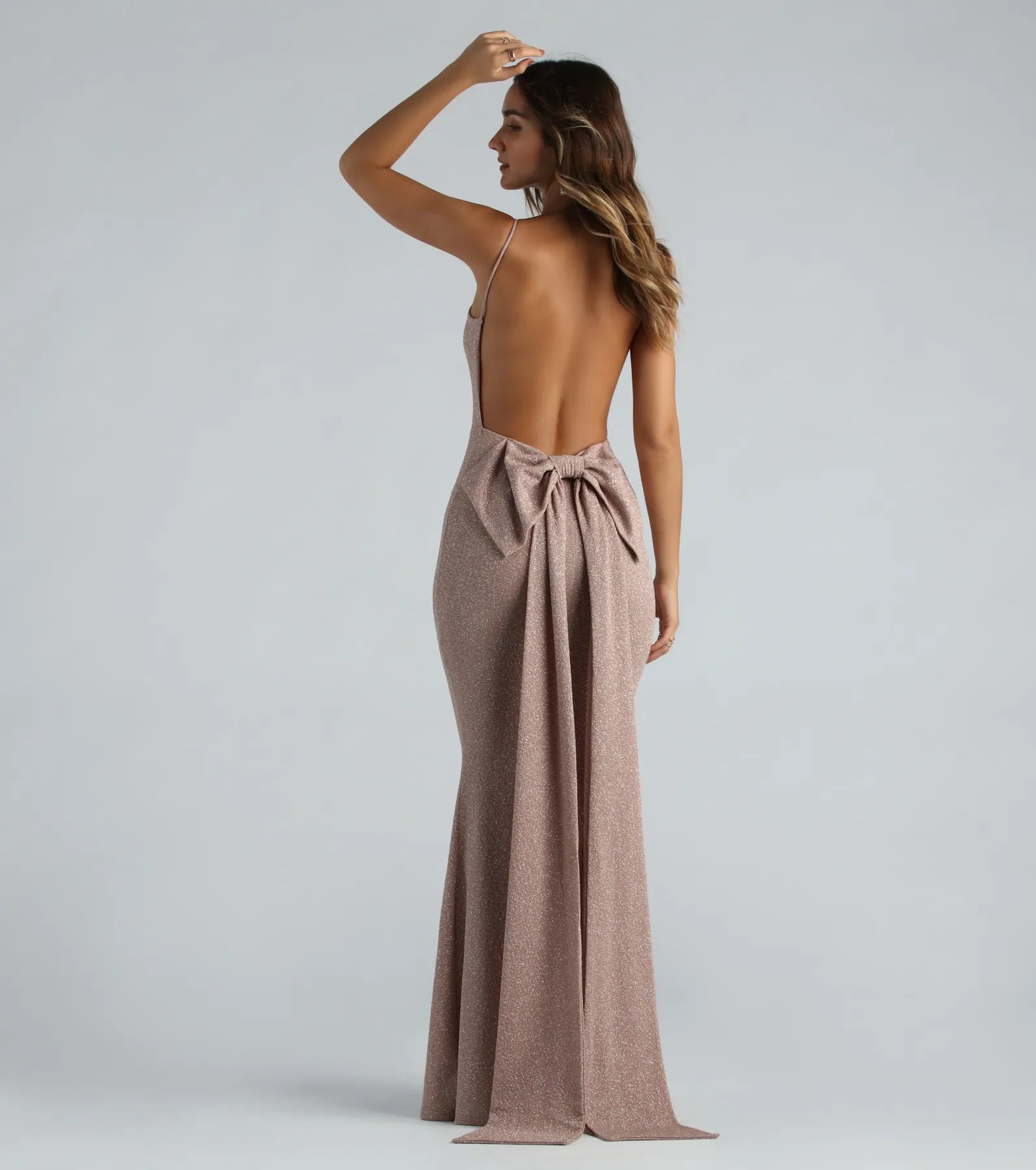 Gwendolyn Glitter Knit Bow-Back Mermaid Dress - Image 6