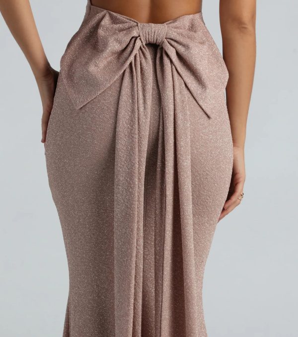 Gwendolyn Glitter Knit Bow-Back Mermaid Dress - Image 9