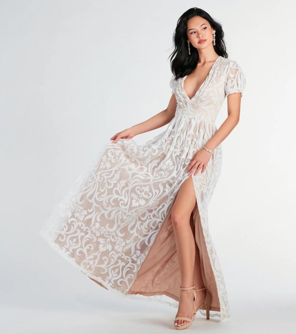 Kassidy Formal Flocked Velvet Dress - Image 3