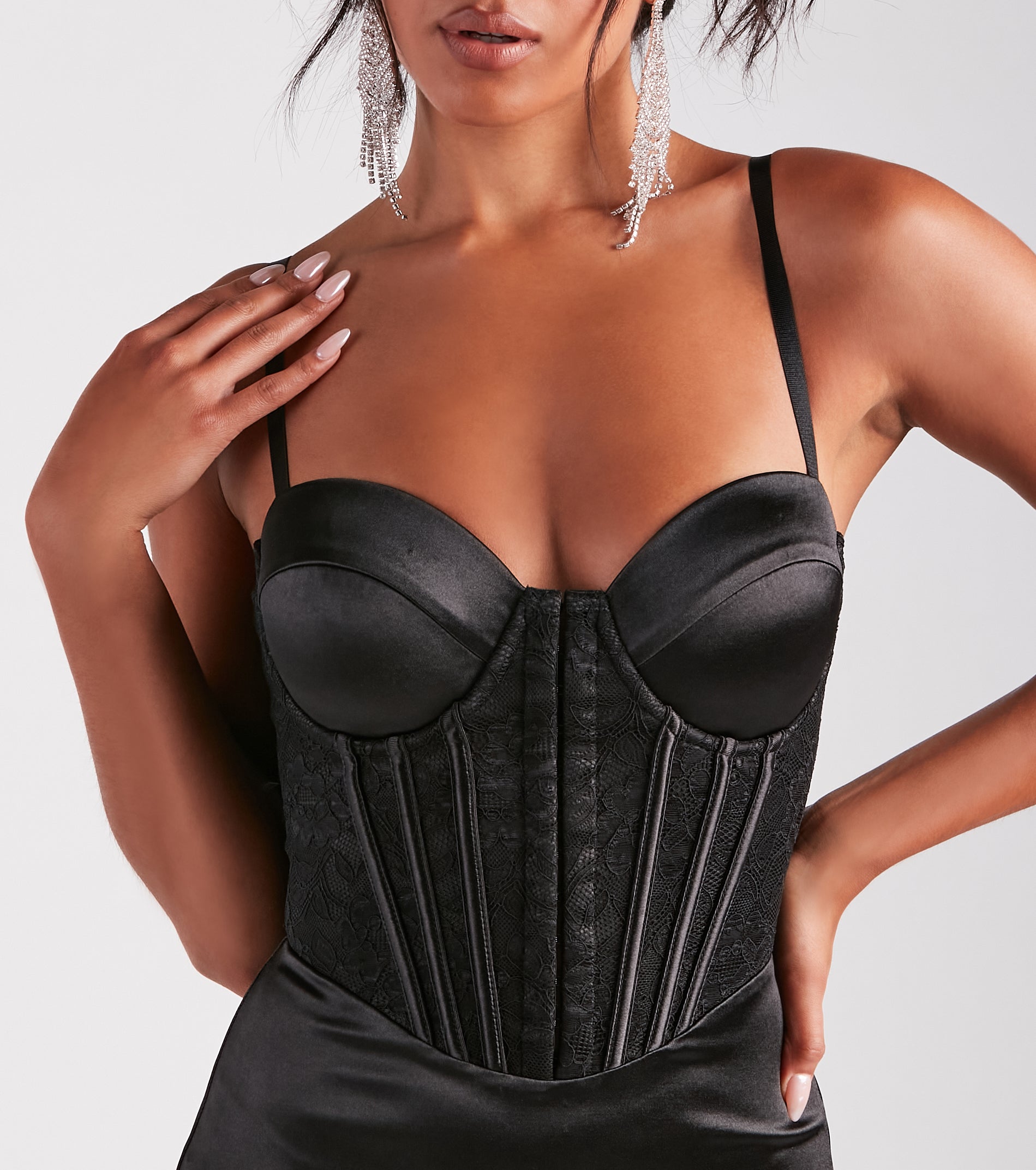 Alejandra Formal Satin Lace Corset Dress - Image 4