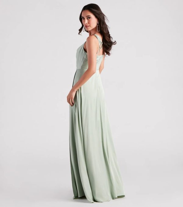 Emelia Satin A-Line High Slit Formal Dress - Image 2