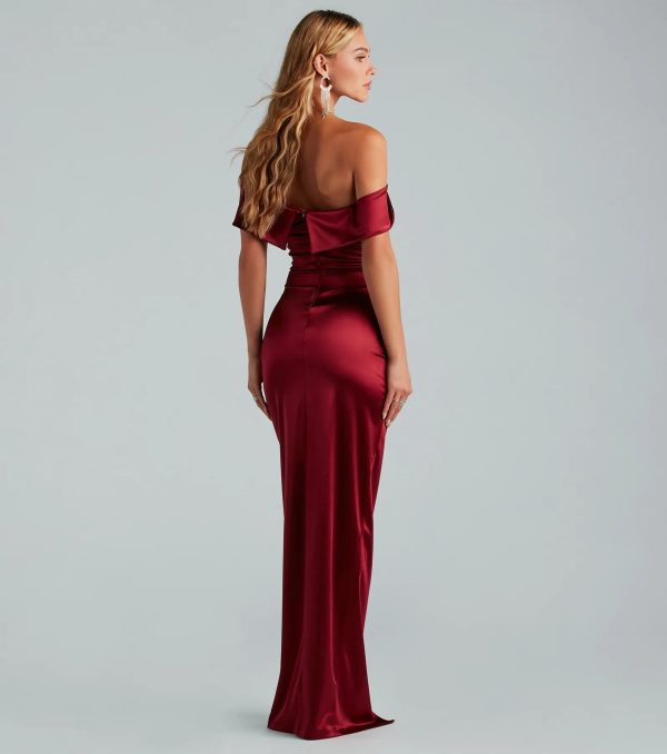 Maeva Formal Satin Off-The-Shoulder Dress - Image 6