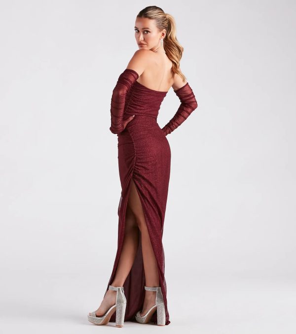 Viola Formal Glitter Long Dress With Gloves - Image 6