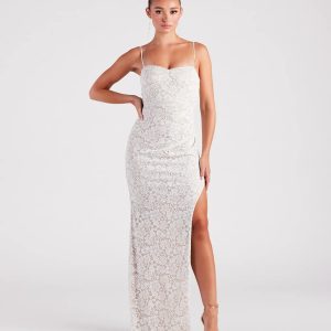Daphne Formal Lace Slit Long Dress
