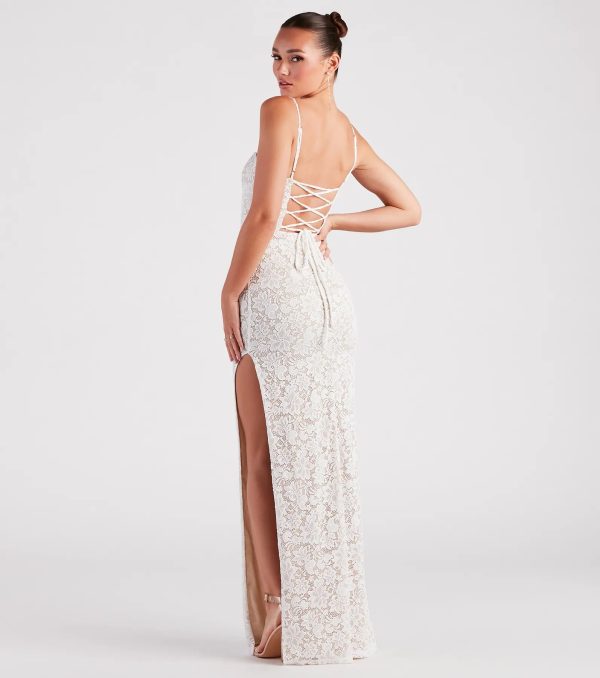 Daphne Formal Lace Slit Long Dress - Image 2