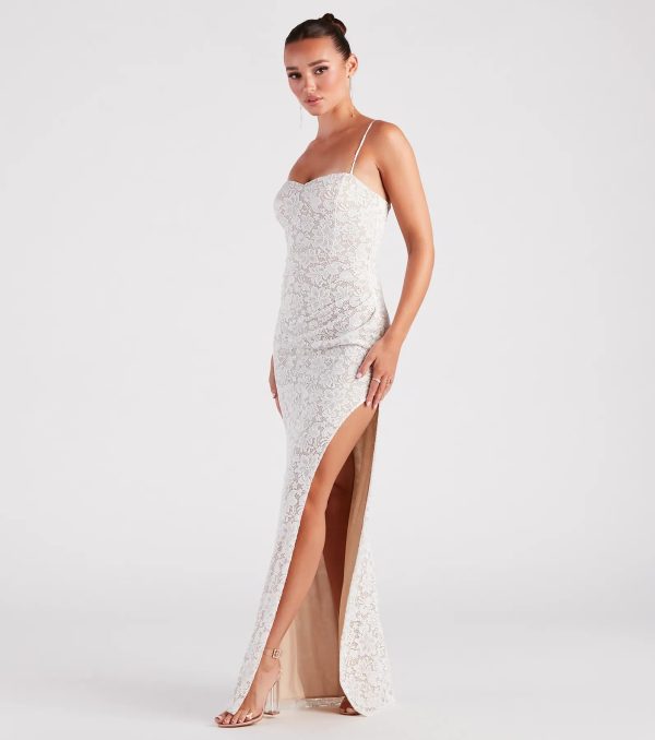 Daphne Formal Lace Slit Long Dress - Image 3