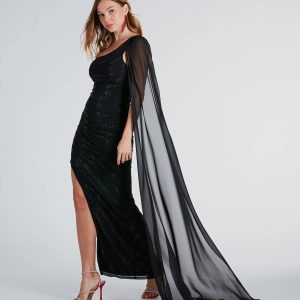 Lizzie Formal Rhinestone Dress With Chiffon Sash