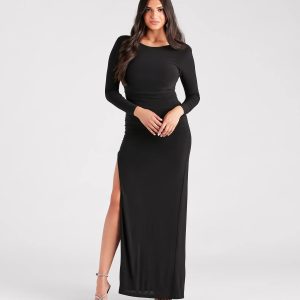 Maddox Formal Open Back Long Sleeve Dress