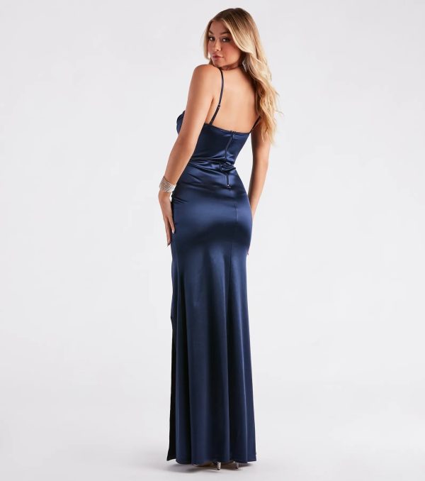 Jules Formal Satin Pleat Long Dress - Image 6