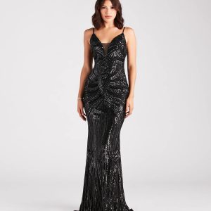 Pauline Formal Sequin Draped Bead Bodycon Dress