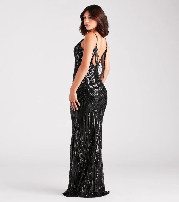 Pauline Formal Sequin Draped Bead Bodycon Dress - Image 2
