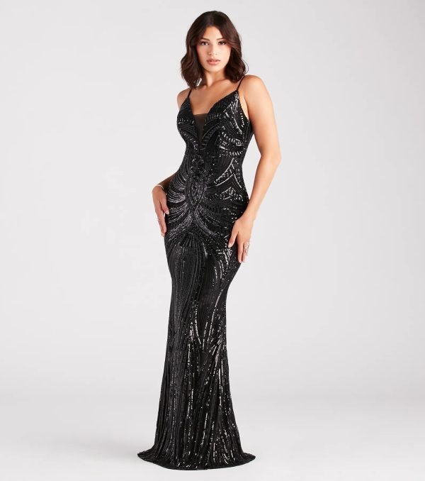 Pauline Formal Sequin Draped Bead Bodycon Dress - Image 3
