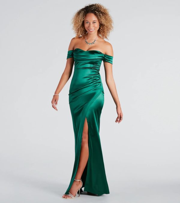 Albi Formal Satin Pleated Mermaid Long Dress - Image 2