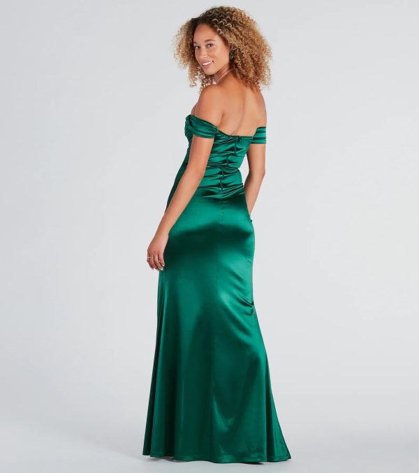 Albi Formal Satin Pleated Mermaid Long Dress - Image 3